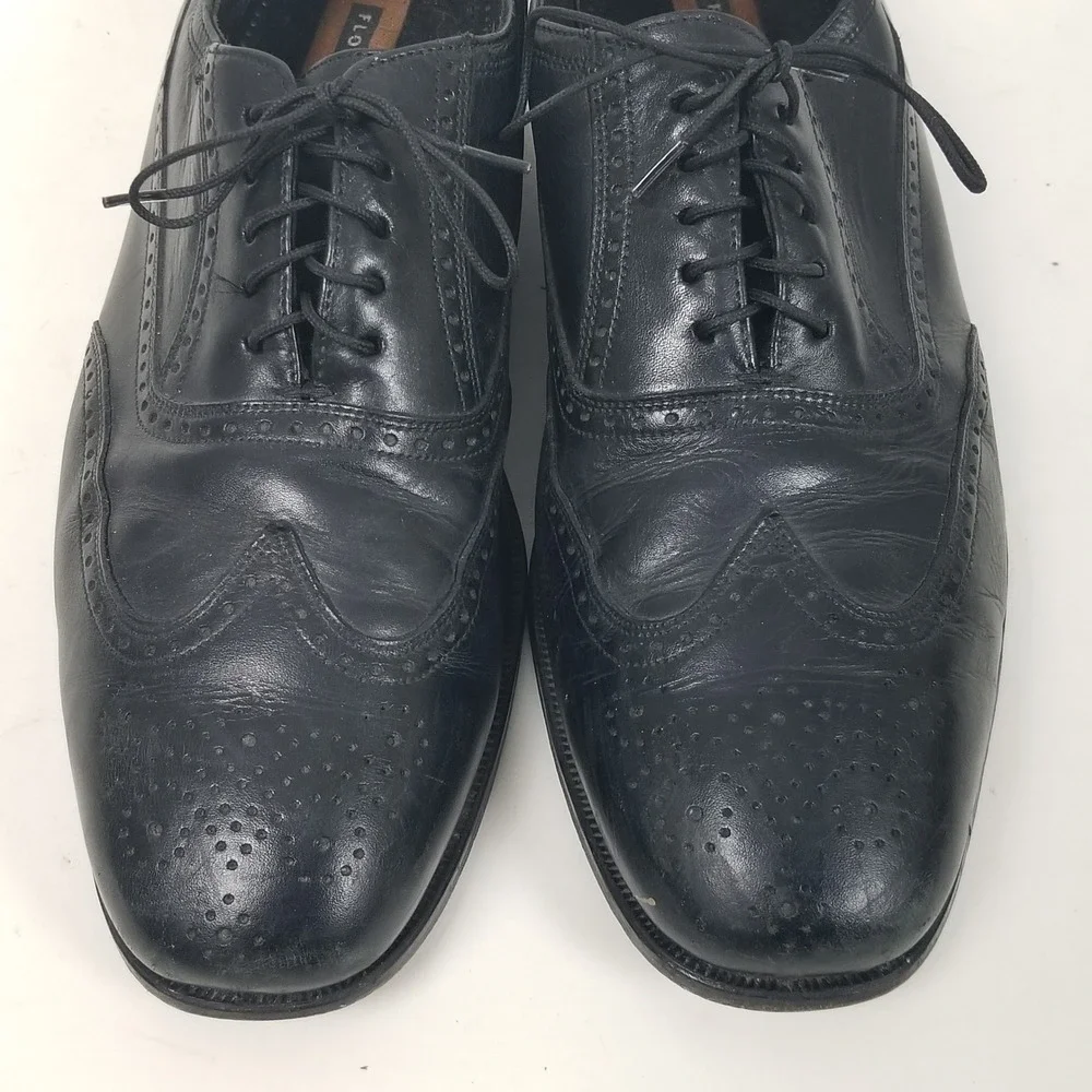 Florsheim‎ Dress Shoes Mens 11 D Black Wingtip Oxford Brogue Leather 17166-01